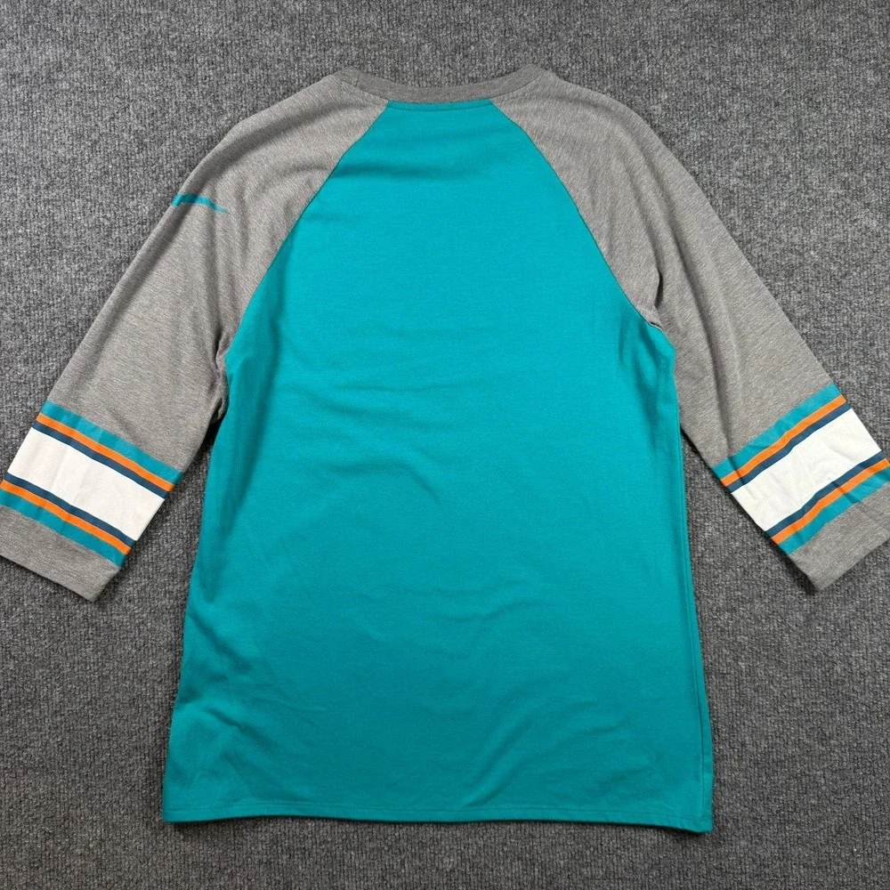 Nike Miami Dolphins Raglan 3/4 Sleeve T-Shirt Medium Aqua NFL Tee